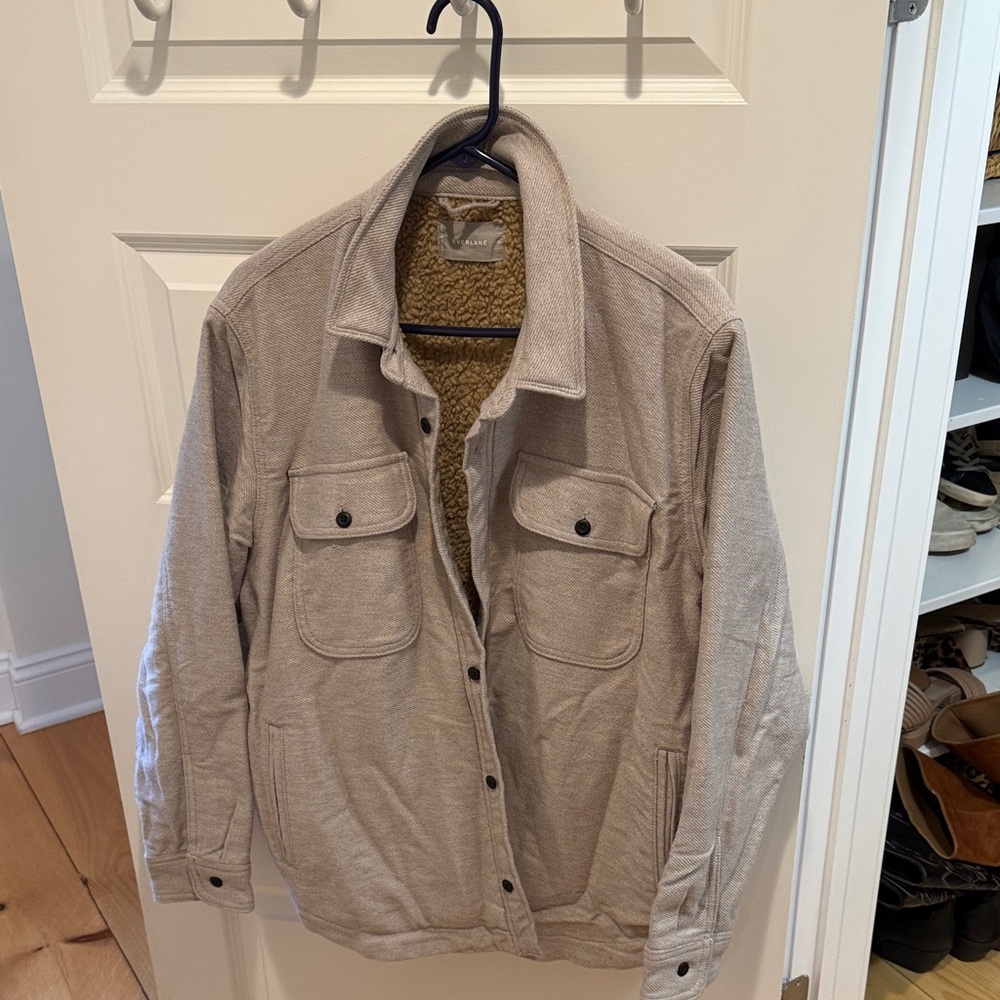 Everlane light grey Sherpa-Lined Shirt Jacket